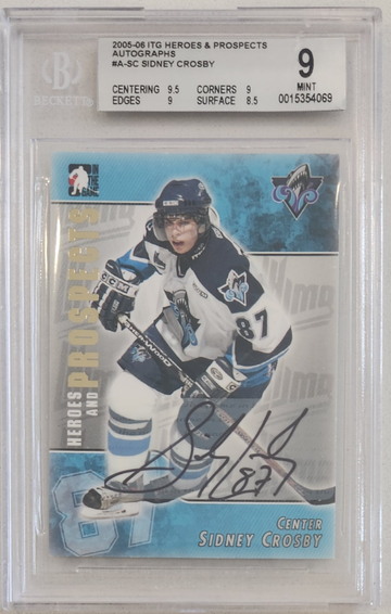 Sidney Crosby 2005-06 In the Game ITG Heroes & Prospects RC Rookie AUTO XRC BGS 9 MINT