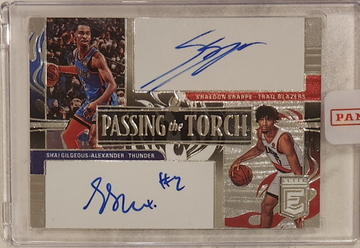 2022-23 Panini Donruss Elite Shai Gilgeous-Alexander Shaedon Sharpe Passing The Torch Dual Auto SSP