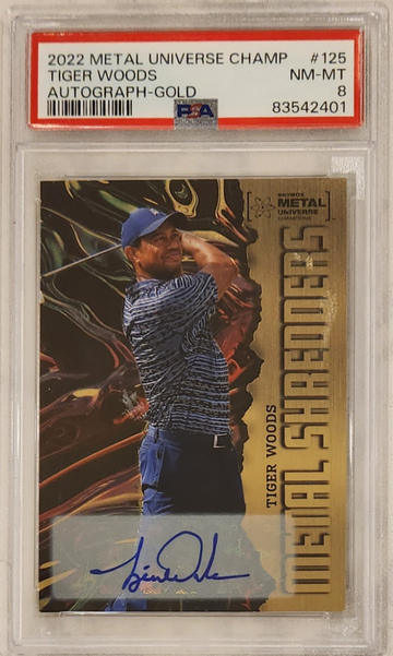 2022 Metal Universe Tiger Woods Gold Auto /10 PSA 8 SSP