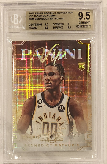 2023 National VIP Benedict Mathurin 1/1 Rookie RC Pacers Diamond BGS 9.5 GEM MINT 
