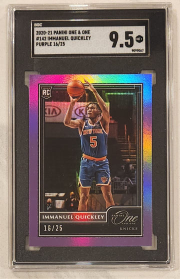 2020-21 Panini One And One Purple Immanuel Quickley Knicks RC Rookie /25 SGC 9.5