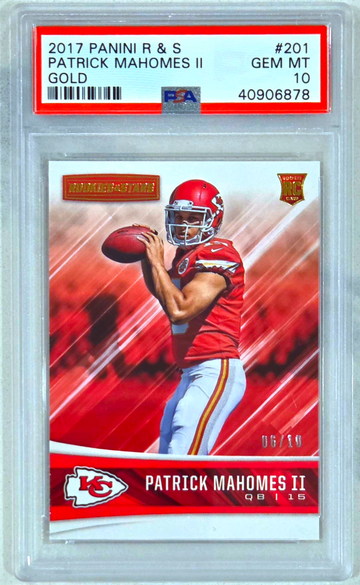 2017 Rookies & Stars Patrick Mahomes II GOLD /10 Rookie PSA 10 GEM MINT 