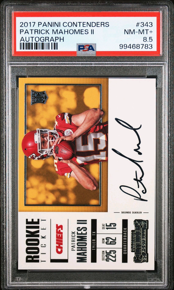2017 Contenders Patrick Mahomes II Autograph Rookie Ticket Auto PSA 8.5 NM-MT+ SSP