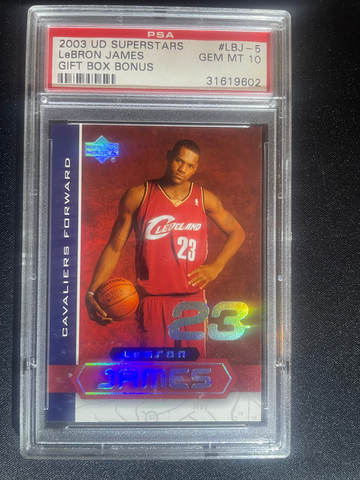 2002-03 Upper Deck UD Superstars LeBron James Rookie PSA 10 #LBJ-5