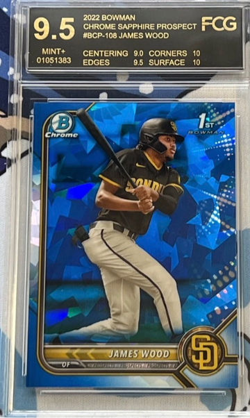 2022 Bowman Chrome Sapphire James Wood 1st Bowman #BCP-101 FCG 9.5 