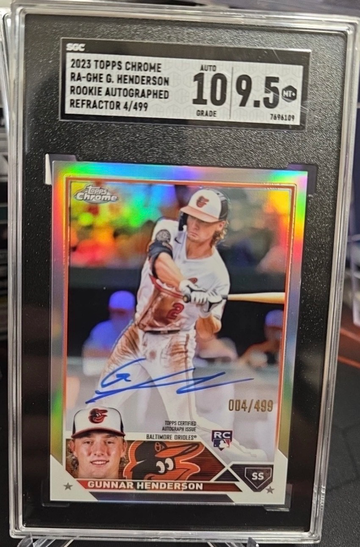 2023 Topps Chrome Gunnar Henderson Rc Auto Refractor /499 Sgc 9.5