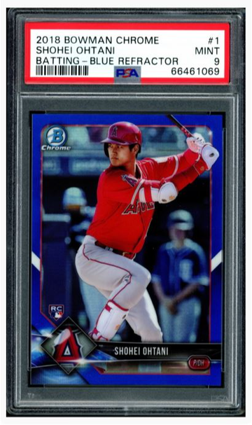 2018 Bowman Chrome #1 Shohei Ohtani Rookie Blue Refractor /150 Batting PSA 9 RC