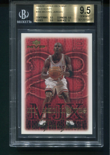 1999/00 Upper Deck MVP Gold Script Michael Jordan 40/100 BGS 9.5