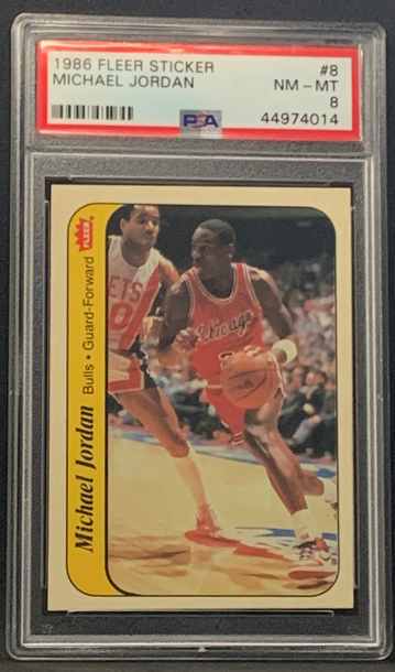 Michael Jordan 1986 Fleer Sticker Rookie PSA 8