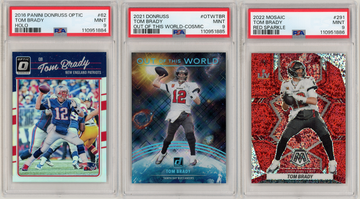 TOM BRADY Donruss Optic Mosaic Cosmic /100 Holo Red Sparkle PSA 9 LOT
