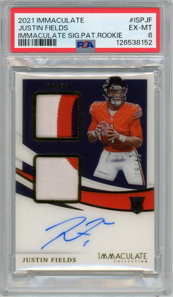 2021 Immaculate Justin Fields RPA Signature Patch Rookie Auto RC /49 PSA 6