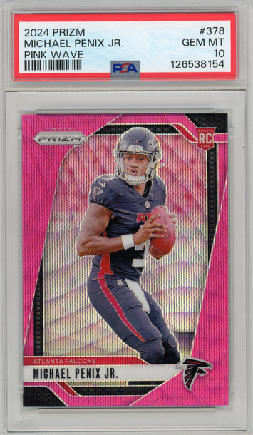 2024 Panini Prizm Michael Penix Jr Pink Wave Rookie RC #378 PSA 10