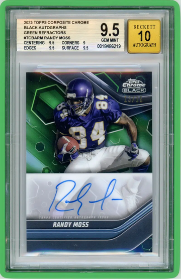 2023 Randy Moss Auto On Card Topps Composite Chrome Black Green /15 #TCBA-RM BGS 9.5