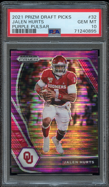 2021 Prizm Draft Picks Jalen Hurts Purple Pulsar 23/25 PSA 10 Gem Mint 