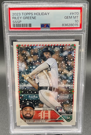 2023 Topps Holiday Riley Greene SSSP PSA 10