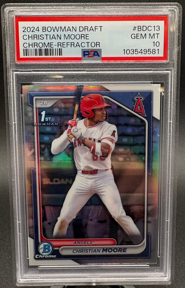 2024 Bowman Draft Christian Moore Chrome Refractor PSA 10