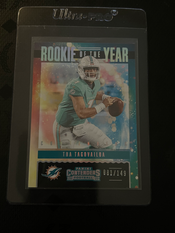 2020 Panini Contenders Tua Tagovailoa Rookie of the Year Silver /149