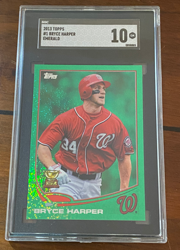 2013 topps #1 Bryce Harper rookie cup emerald green SGC 10