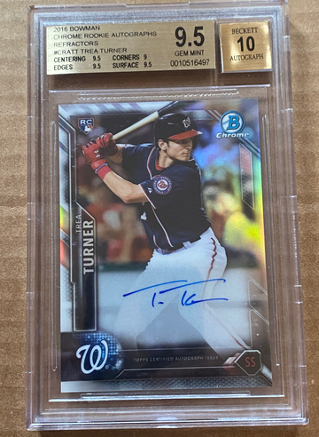 2016 bowman chrome trea turner refractor /499 auto RC BGS 9.5