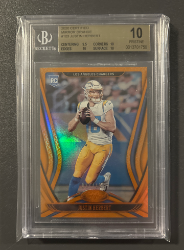 JUSTIN HERBERT 2020 Certified Orange Rookie /199 BGS 10