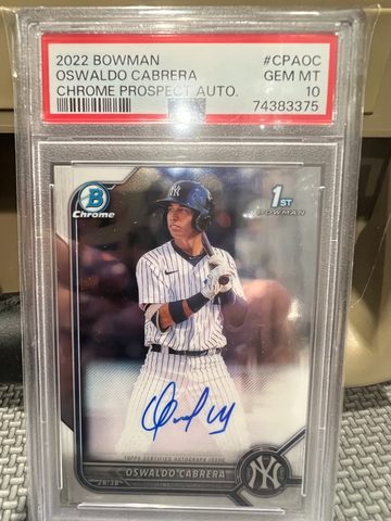 2022 Bowman Chrome Oswaldo Cabrera 1st Bowman Auto PSA 10 GEM MINT