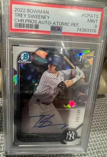 2022 Bowman Chrome Try Sweeny 1st Bowman Atomic Auto Refractor /100
