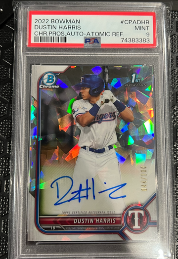 2022 Bowman Chrome Dustin Harris 1st Bowman Atomic Auto Ref /100 PSA 9 MINT