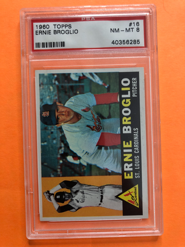 1960 Topps #16 Ernie Broglio PSA 8