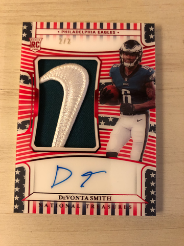 2020 Panini National Treasures RPA #160 Devonta Smith Stars and Stripes 2/2