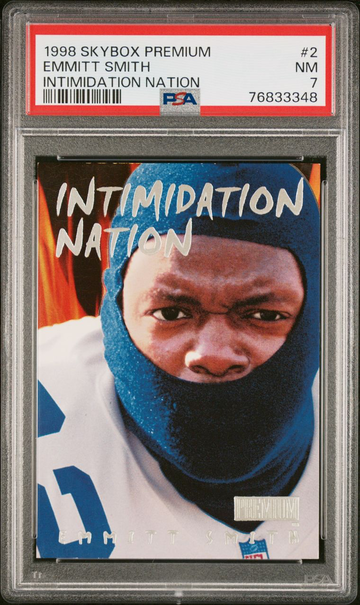 1998 Skybox Premium Emmitt Smith #2 IN Intimidation Nation PSA 7 Dallas Cowboys