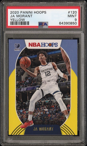 2020-2021 Panini NBA Hoops Ja Morant #120 Yellow parallel PSA 9 Pop2 Grizzlies