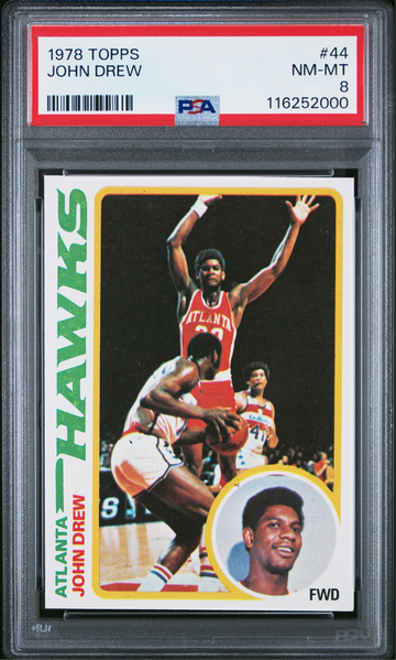 1978-1979 Topps John Drew #44 PSA 8 NM-MT Atlanta Hawks graded basketball card