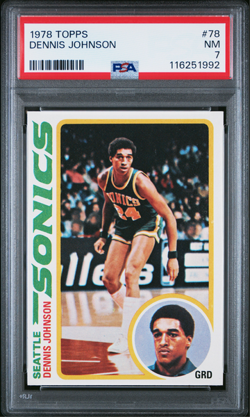 1978-1979 Topps Dennis Johnson #78 PSA 7 NM Rookie card Seattle Sonics graded RC