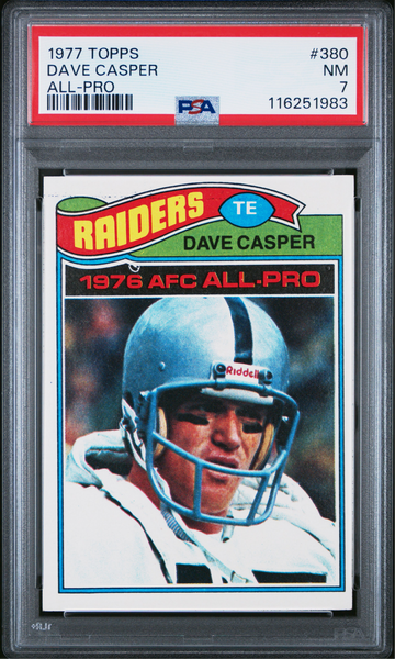 1977 Topps Dave Casper #380 PSA 7 Near Mint Rookie Card 1976 AFC All-Pro Raiders