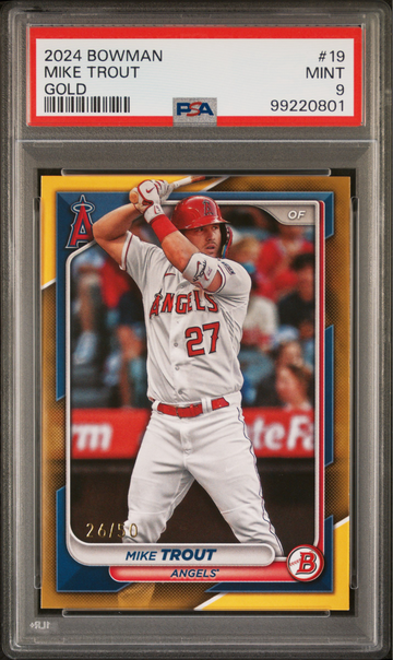 2024 Bowman Mike Trout #19 Gold /50 PSA 9 Mint Los Angeles Angels Topps parallel
