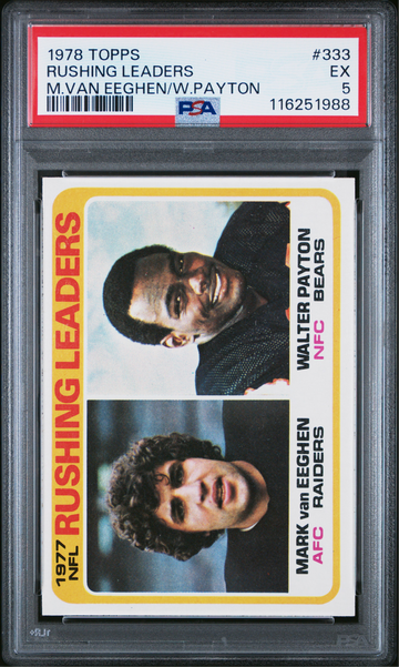 1978 Topps Walter Payton Mark van Eeghen #333 PSA 5 1977 Rushing Leaders graded