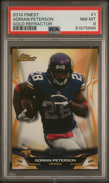 2014 Topps Finest Adrian Peterson #1 Gold Refractor /75 PSA 8 Minnesota Vikings