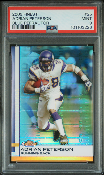 2009 Topps Finest Adrian Peterson #25 Blue Refractor /429 PSA 9 Mint Minnesota