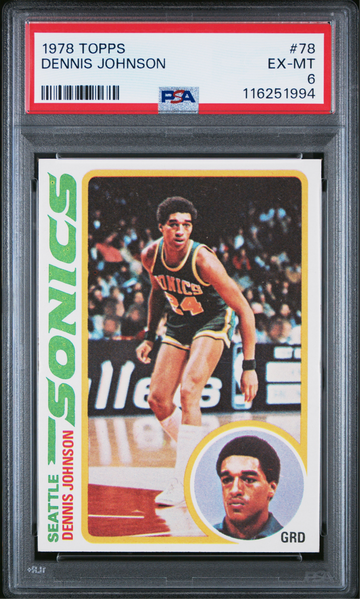 1978 Topps Dennis Johnson #78 Rookie Card PSA 6 Seattle Sonics graded vintage RC