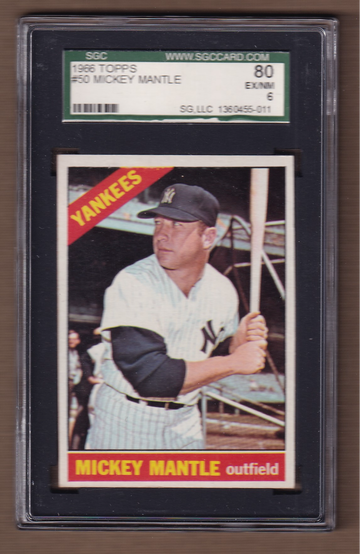 1966 Topps #50 Mickey Mantle SGC 80 EX/NM 6