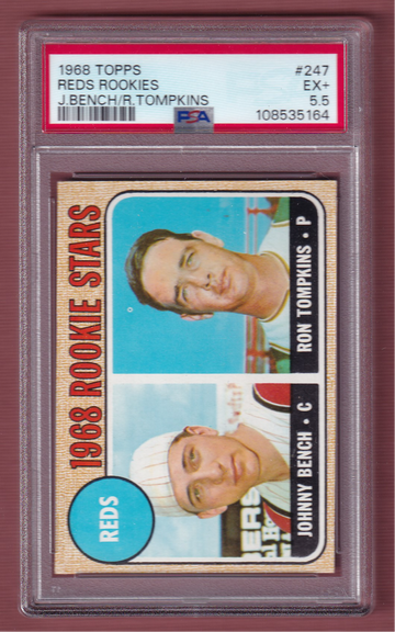 1968 Topps #247 Johnny Bench/Ron Tompkins PSA 5.5