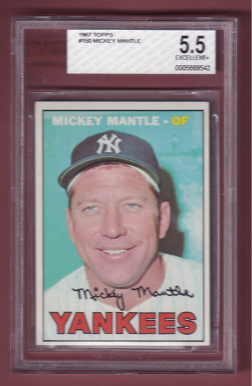 1967 Topps #150 Mickey Mantle BVG 5.5