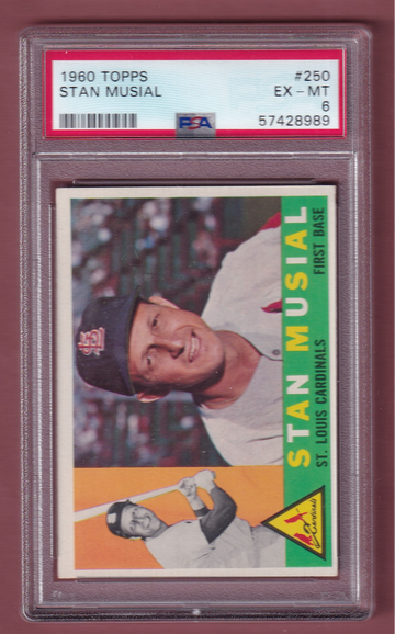 1960 Topps #250 Stan Musial PSA 6 - Two case scuffs