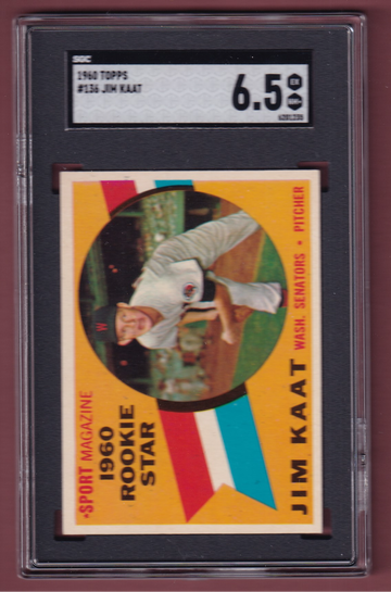 1960 Topps #136 Jim Kaat Rookie Star SGC 6.5