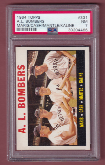 1964 Topps #331 AL Bombers Mantle/Maris PSA 7