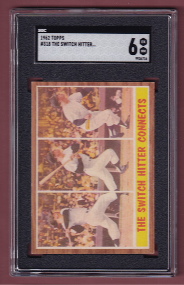 1962 Topps #318 The Switch Hitter Mickey Mantle SGC 6