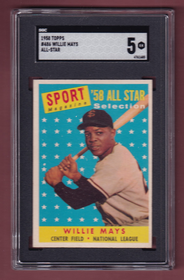 1958 Topps #486 Willie Mays All Star SGC 5