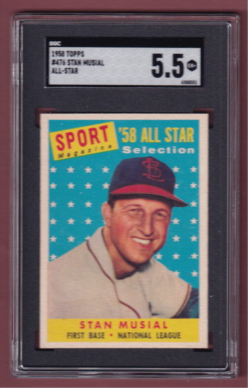 1958 Topps #476 Stan Musial All-Star SGC 5.5
