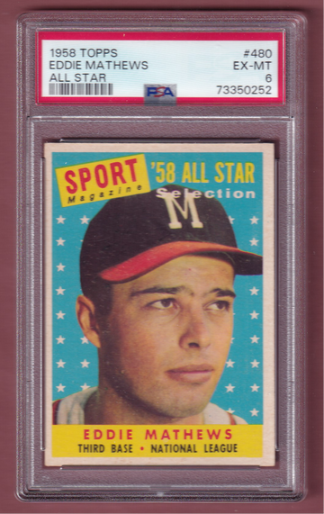 1958 Topps #480 Eddie Mathews All Star PSA 6