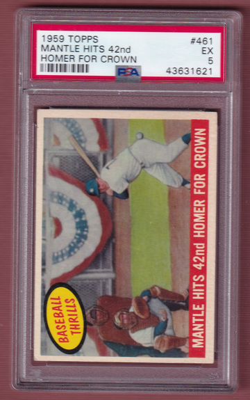 1959 Topps #461 Mantle Hits 42nd Homer PSA 5